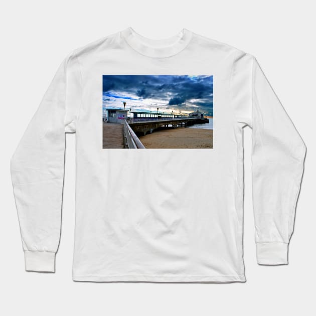 Bournemouth Pier And Beach Dorset Long Sleeve T-Shirt by AndyEvansPhotos